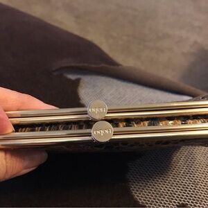 Hobo International Lauren Clutch Wallet Tiger-Embossed Double GoldFrame Kisslock